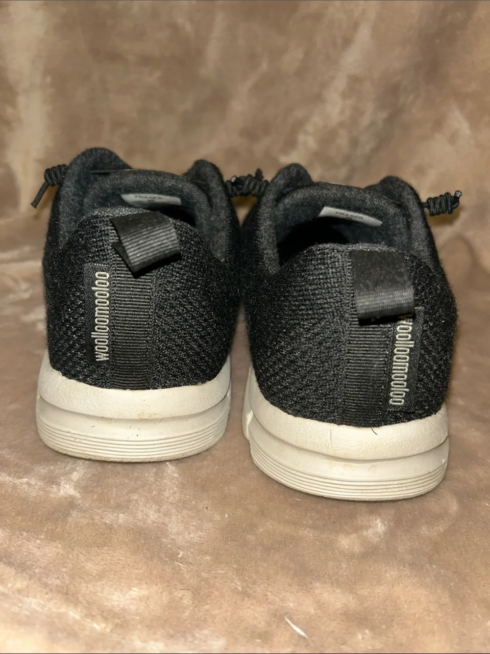 Woolloomooloo Fraser Black Merino Wool Knit Slip On Elastic Lace Sneaker EU 39